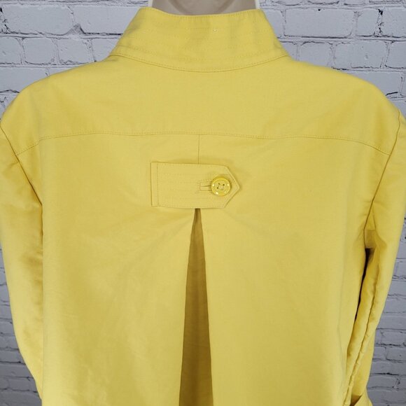Talbots Yellow 100% Cotton Buttoned Pleated Back Pockets Lined Jacket Size 14 - Picture 13 of 16